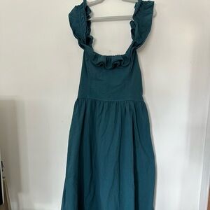 Free People Ruffle It Up Blue Midi Dress 100% Cotton X-Large